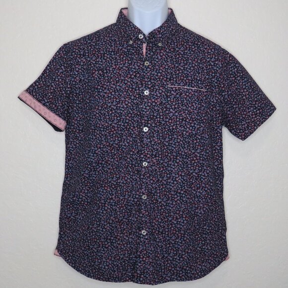 Sunrise Kingdom* Men's Short Sleeve Button Down‎ Curved Hem Pocket Shirt~ Large - Picture 1 of 13